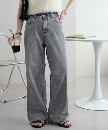 デニムストレートパンツ