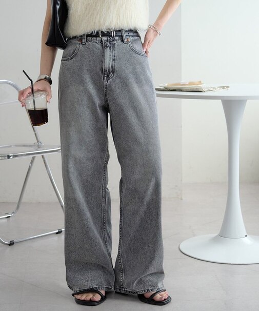 デニムストレートパンツ