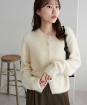 フェザーヤーンクルーカーディガン《WEB限定カラーあり》