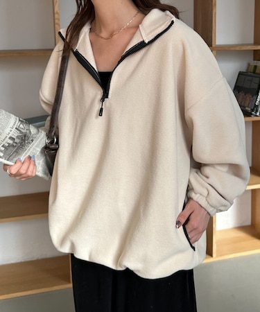 【旬アイテム/スタッフ人気/ユニセックス】フリースハーフジップ