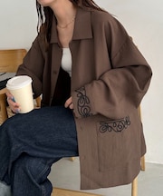 【ユニセックス】コード刺繍オーバーシャツ