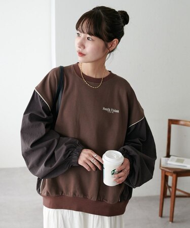 【ユニセックス】異素材切り替えスウェット