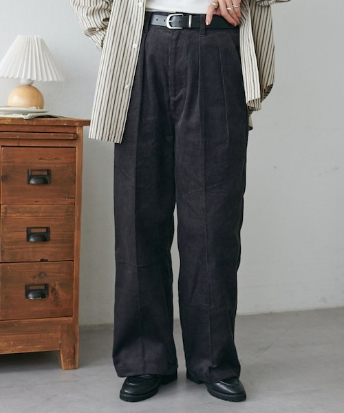 MARK&LONA コード　コーデュロイパンツ50 完売品 セール】＜レディース商品＞コーデュロイロールアップタックワイド