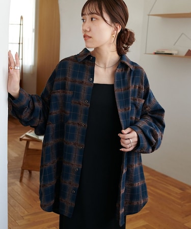 【ユニセックス】モールチェックオーバーシャツ