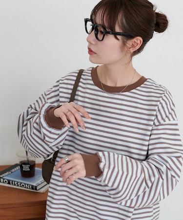 【新色追加!/ユニセックス】ランダムボーダーロンT