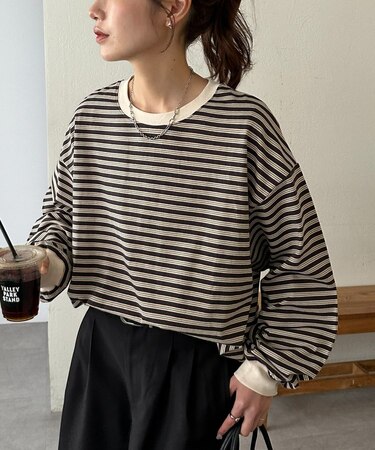 【新色追加!/ユニセックス】ランダムボーダーロンT