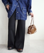 【もちもち素材/美シルエット】モチモチリブニットパンツ