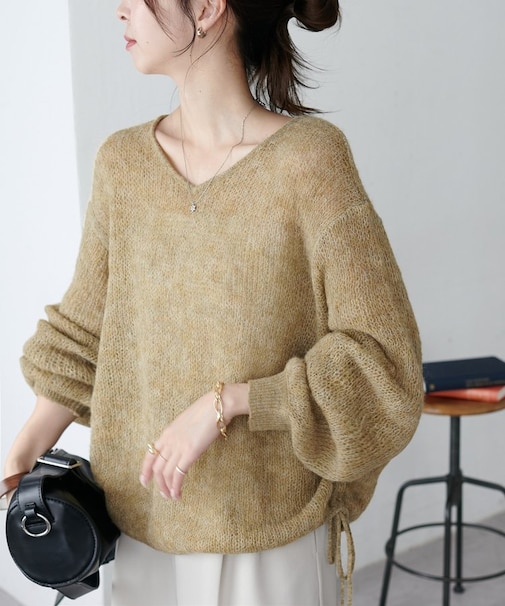 モヘアタッチギャザープルオーバー