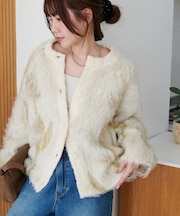 花柄シャギーカーディガン