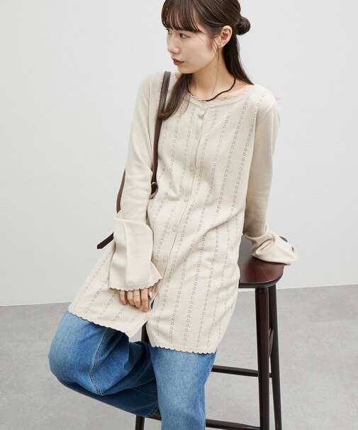 【umm.】スカシ編みニットミニワンピース