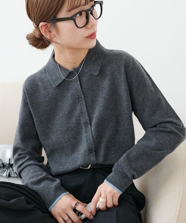 【リバイバル】モチモチ衿付きカーディガン