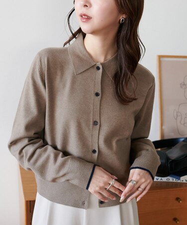 【リバイバル】モチモチ衿付きカーディガン