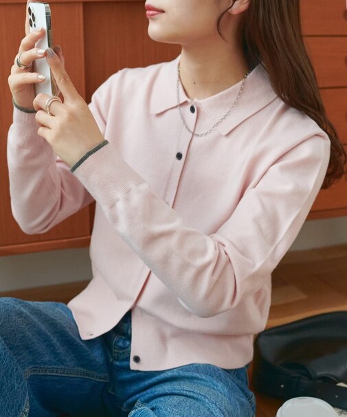 【リバイバル】モチモチ衿付きカーディガン