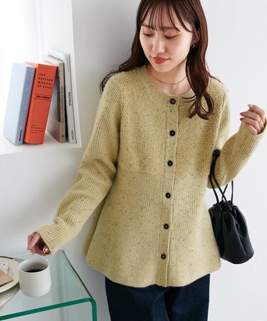 ネップリブ前開きペプラムプルオーバー