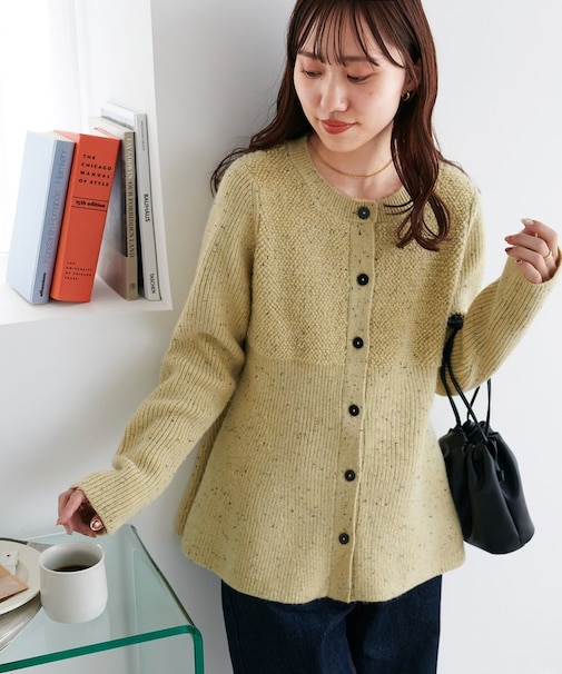 ネップリブ前開きペプラムプルオーバー