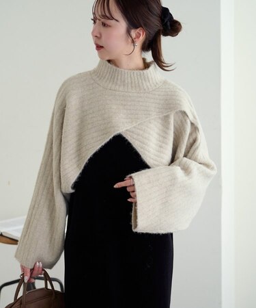 ワイドリブ前後2wayショートプルオーバー