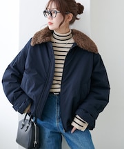 【ファー取り外し可能】ファー衿ナイロンブルゾン