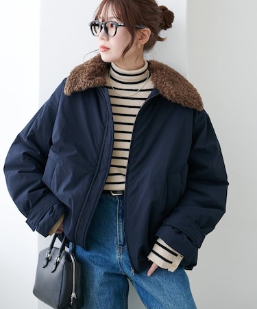 【ファー取り外し可能】ファー衿ナイロンブルゾン