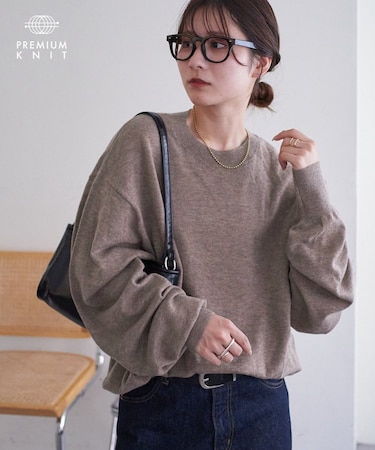 【ユニセックス】スーパーファインウールクルーネックニット