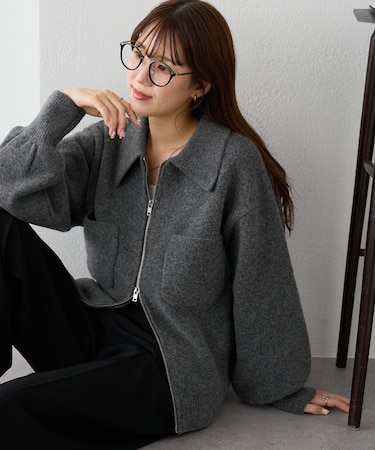 ダブルジップニットジャケット