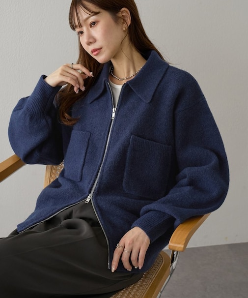ダブルジップニットジャケット