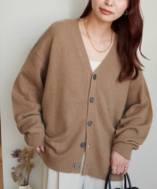 【ユニセックス】フォックスブレンドVネッククロップドカーディガン