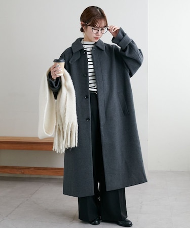 【見た目以上の軽さ/ユニセックス】中空糸ベルテッドロングコート