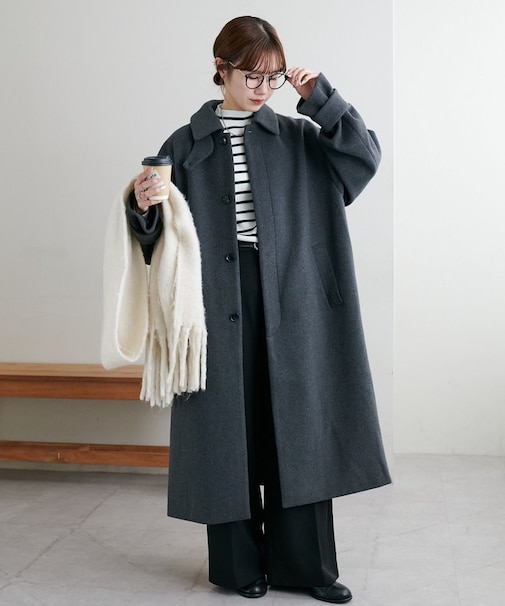 【見た目以上の軽さ/ユニセックス】中空糸ベルテッドロングコート