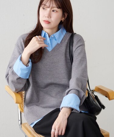 【簡単におしゃれが叶う♪】シャツレイヤードプルオーバー