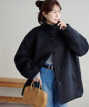 【着こなしやすい】ステンカラーシャギーミドルコート