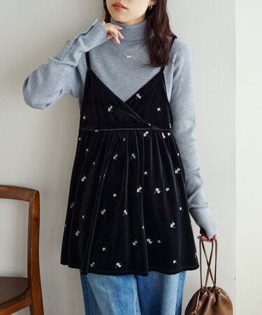 ベロア刺繍カシュクールキャミチュニック