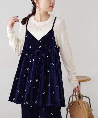 ベロア刺繍カシュクールキャミチュニック