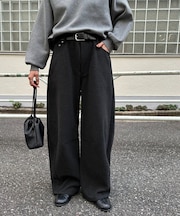 【ユニセックス】ウールライクバレルレッグパンツ