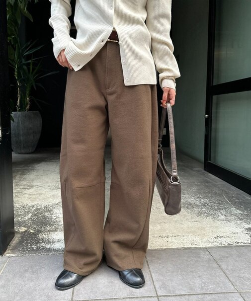 【ユニセックス】ウールライクバレルレッグパンツ