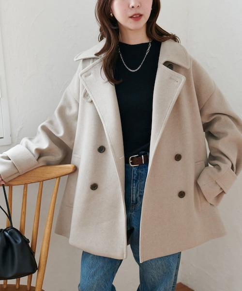 中空糸スタンドミドルコート　ライトベージュ 軽量&暖かい/着こなし自在】中空糸スタンドミドルコート《WEB限定