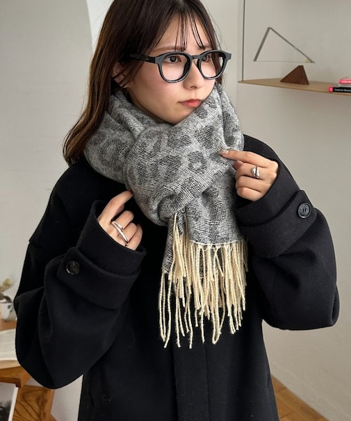 レオパードジャガードストール