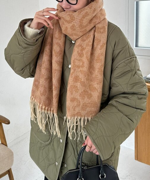 レオパードジャガードストール