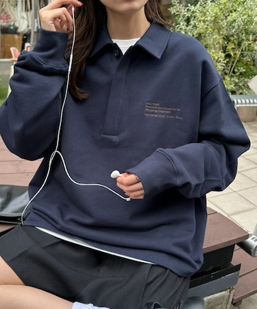 【ユニセックス】ワンポイント刺繍スウェットポロ