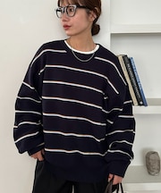 【ユニセックス】ボーダースムースニット