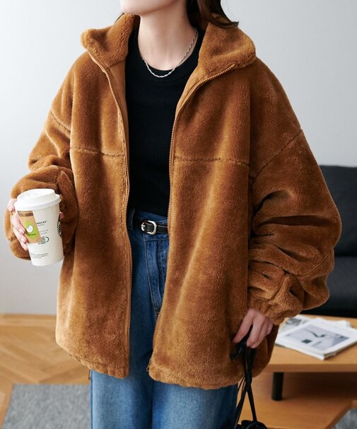 【ユニセックス】フェイクファースタンドブルゾン