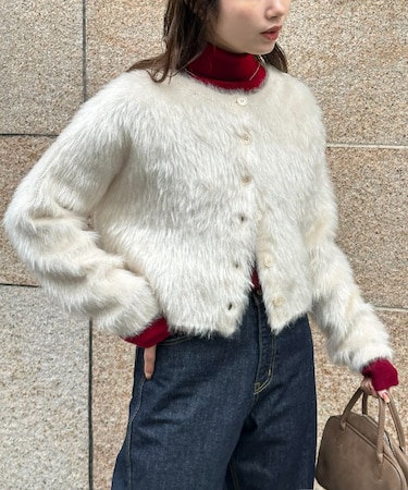 【umm.】ラメフェザヤーンカーディガン