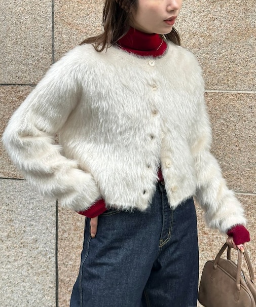 【umm.】ラメフェザヤーンカーディガン