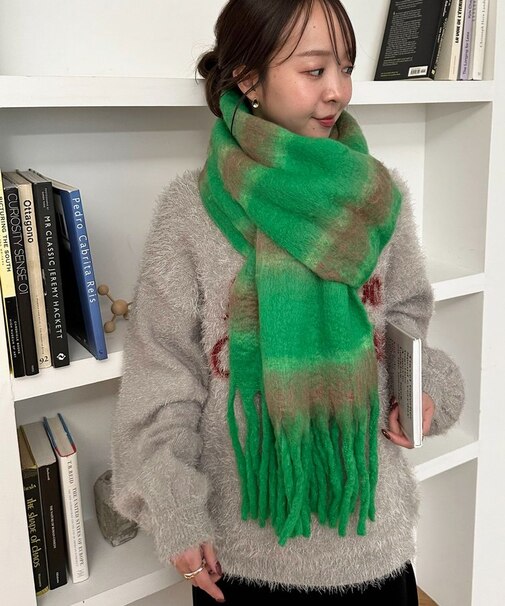 太フリンジボーダーストール