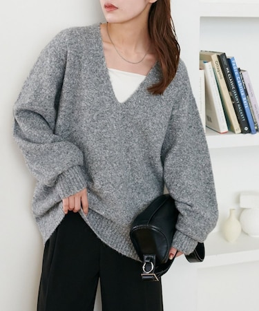 【ユニセックス】深Vシャギーニット《WEB限定カラーあり》