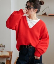 【ユニセックス】深Vシャギーニット《WEB限定カラーあり》