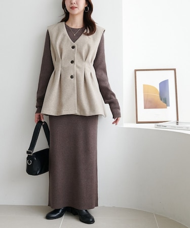 【褒められ確定!/３点セット】ペプラムジレ付マルチウェイセットアップ