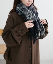 【ユニセックス】リング糸ボリュームチェックマフラー