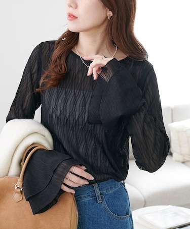 ジャガードフレアカフスプルオーバー