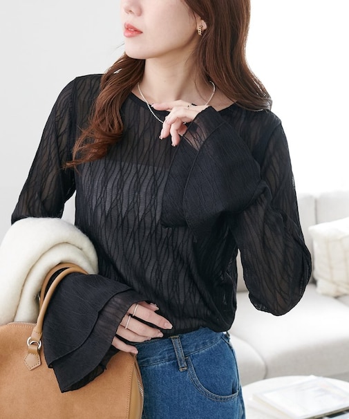 ジャガードフレアカフスプルオーバー