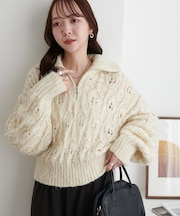 ケーブルハーフジッププルオーバー